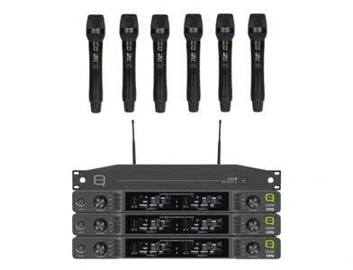 Q-Audio 6-Way QWM1970 Handheld System complete with Antenna Distrubtion Unit 606-614MHz