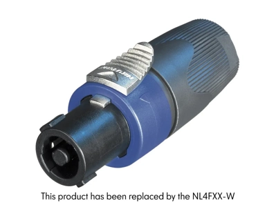 Neutrik 4 pole cable connector, chuck type strain relief, dark grey bushing