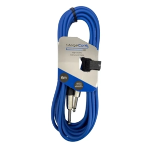 StageCore CORE100LU6-BL Premade 6.35mm-6.35mm Mono Jack Cable, LU6, BLUE