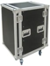 Cobra 19" 16U Standard rack case. 9/10mm plywood.  Depth: 520mm. Lids: 70mm.  W/Wheels