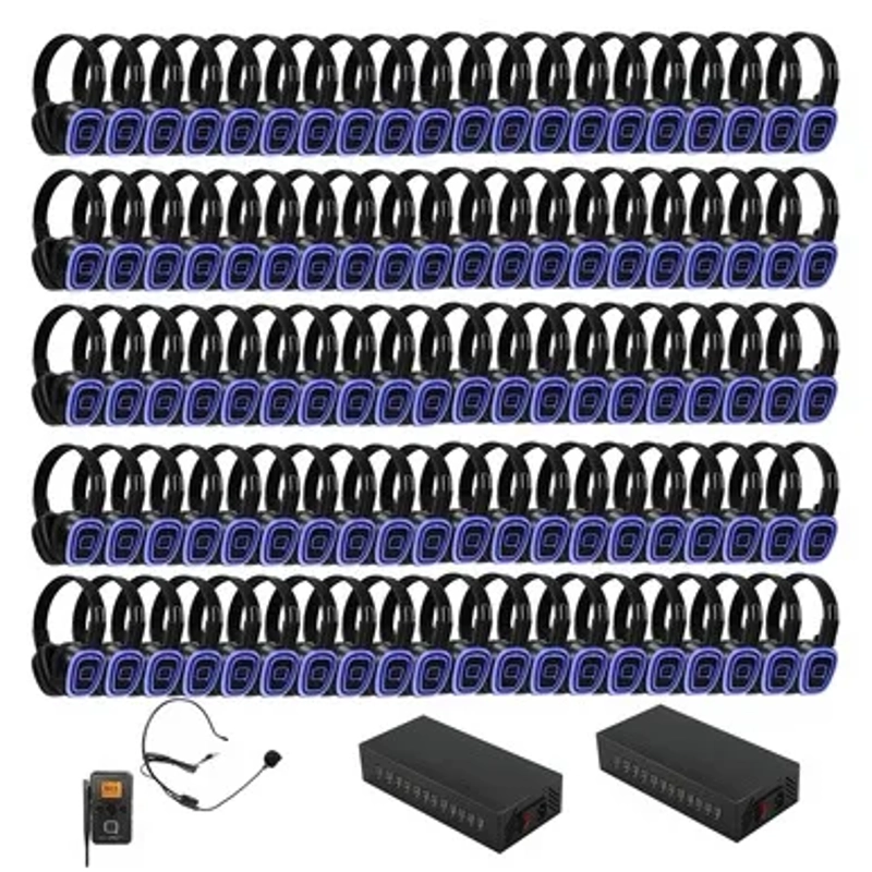 Silent Disco 100 Way Kit Including Beltback Bluetooth Transmitter and Charger