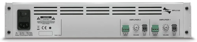 FBT 2 power units and 2 line transf. 70V/100V. 2x120W or 1x240W