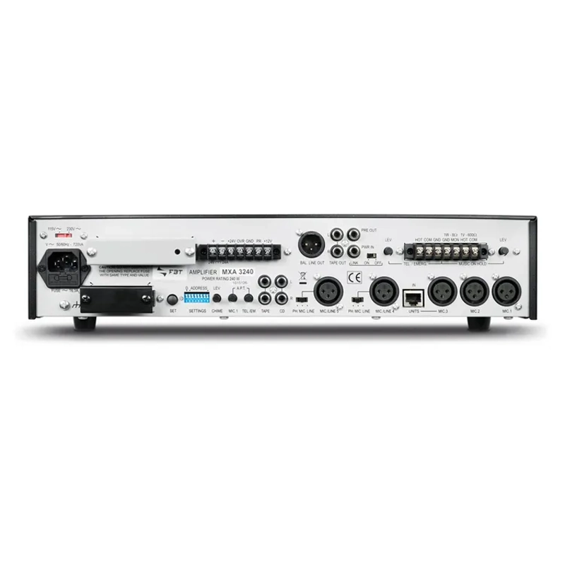 FBT Integrated mixing amplifier - 120Wrms - Output for selected zones - 230V/115V
