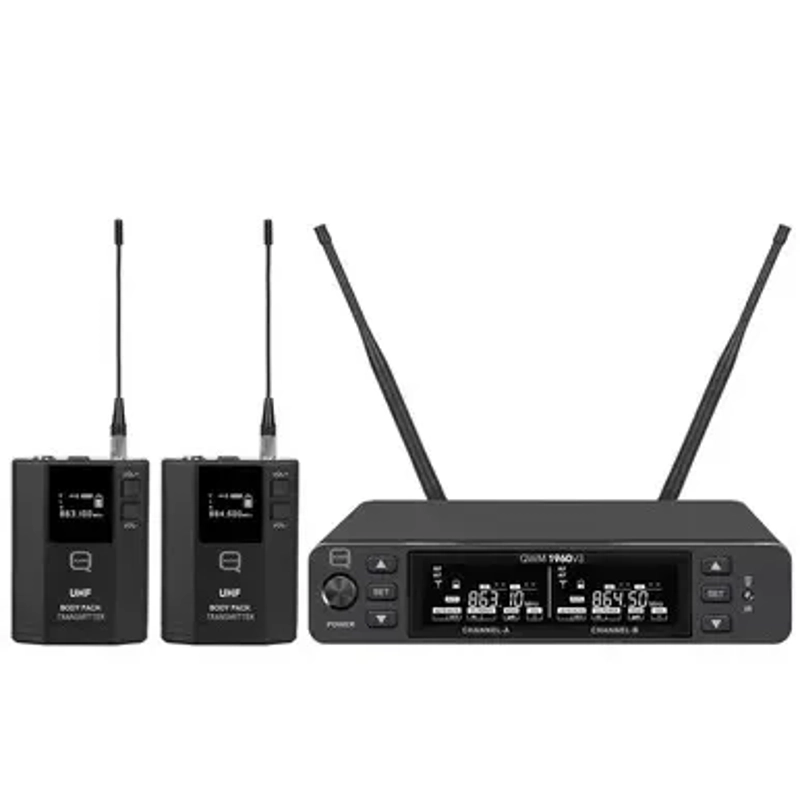 Q-Audio UHF Dual Channel True Diversity BP Wireless Mic System