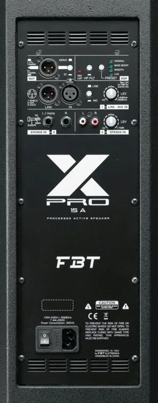FBT X-PRO 15A Processed Active Speaker - 15" + 1" -1000Wrms- 80°Hx50°V -Plywood cab