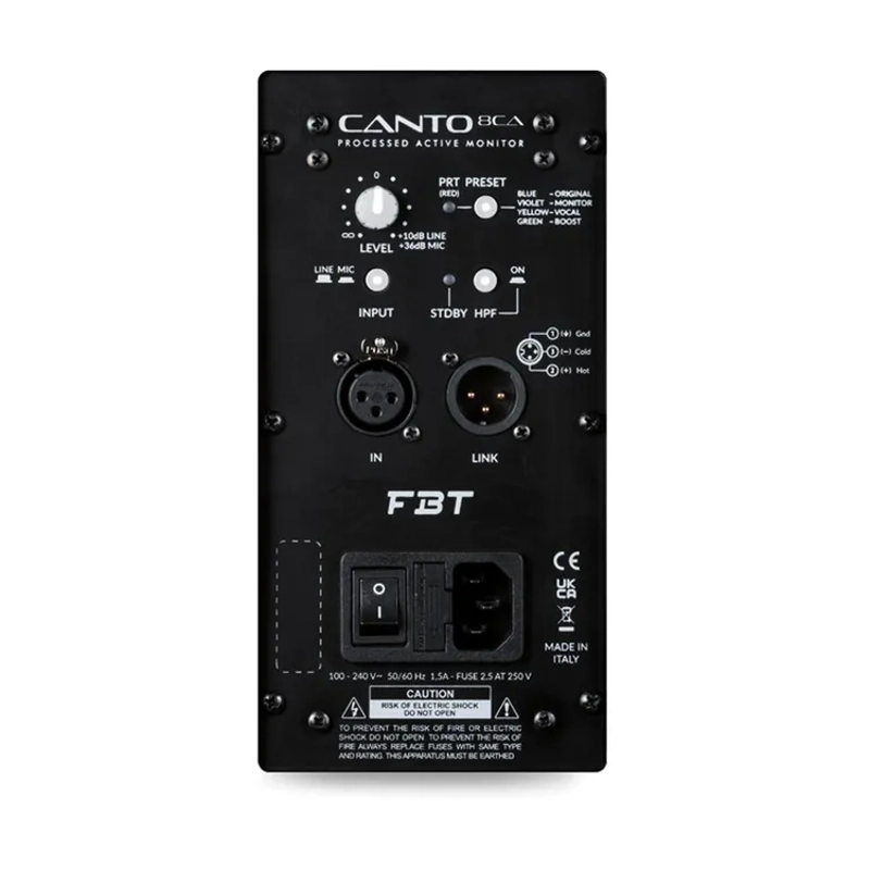 FBT CANTO 8CA B 2-way Coax Active speaker - 8" + 1" - 200Wrms+100Wrms. Black