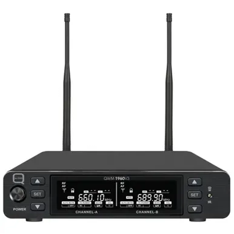 Q-Audio UHF Dual Channel True Diversity BP Wireless Mic System