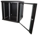 Cobra Wall Mounting Metal 19" Rack Cabinet, Hinged Back, Glass Door 6U 600mm Deep, Black