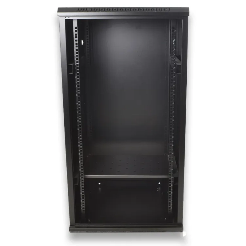 Cobra Wall Mounting Metal 19" Rack Cabinet Glass Door 22U 600mm Deep, Black, Flat Pack