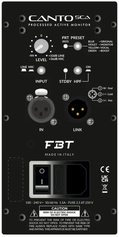 FBT CANTO 5CA B 2-way Coax Active speaker - 5" + 1" - 100Wrms+50Wrms. Black