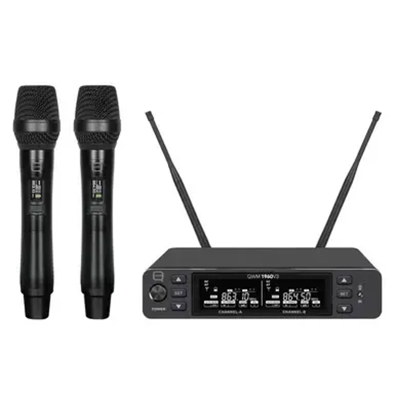 Q-Audio UHF Dual Channel True Diversity HH Wireless Mic System