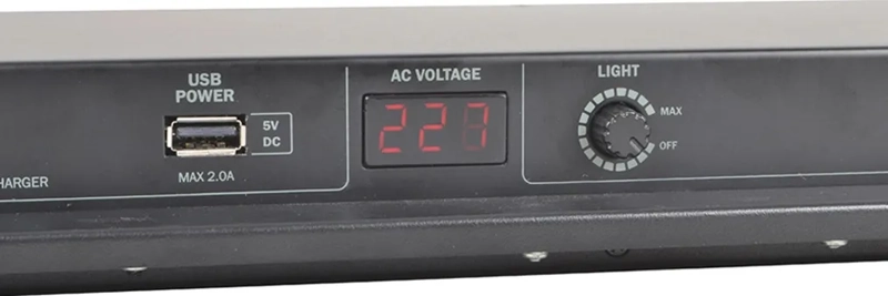 Q-Audio QPOWER10 Power Conditioner Racklight and USB Charger (10x IEC)