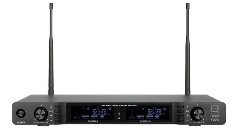 Q-Audio UHF Dual Channel Diversity Handheld Wireless System, 19" Rack Mountable