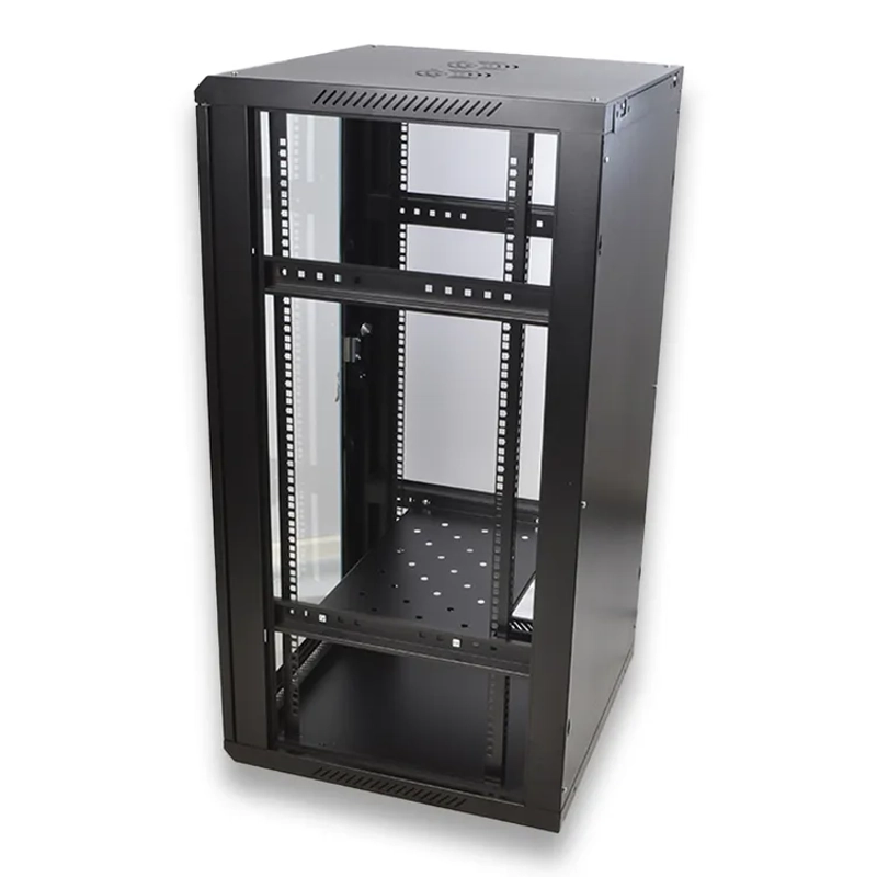 Cobra Wall Mounting Metal 19" Rack Cabinet Glass Door 18U 600mm Deep, Black, Flat Pack