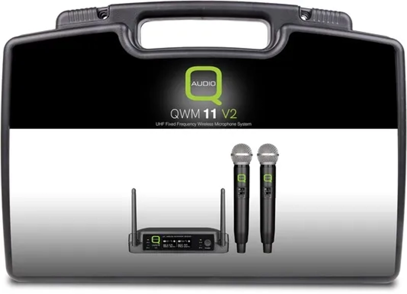 Q-Audio Dual UHF Wireless Handheld Microphone System, Fixed Frequency