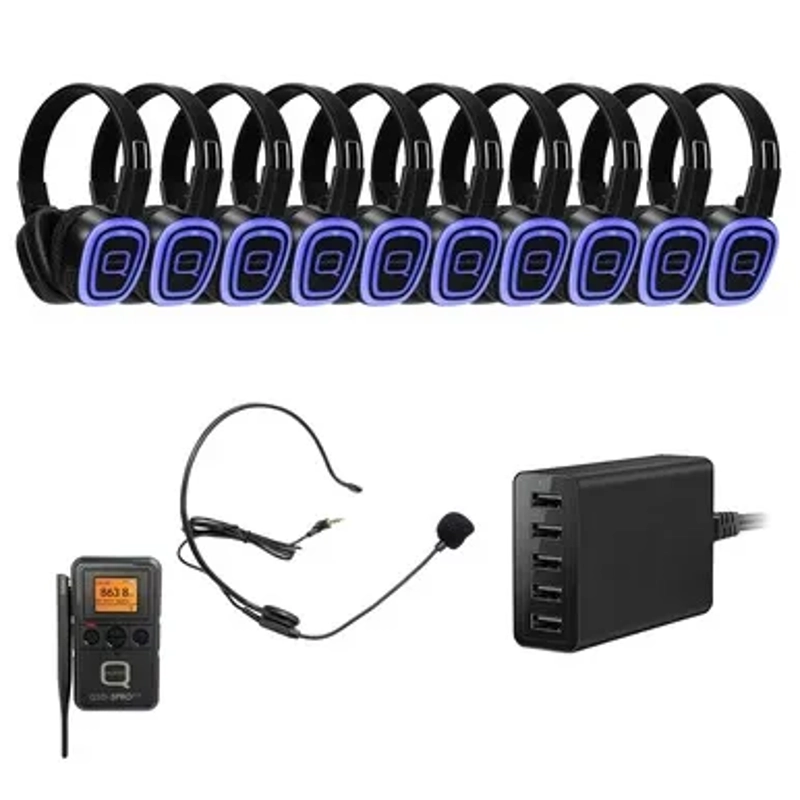 Silent Disco 10 Way Kit Including Beltback Bluetooth Transmitter and Charger