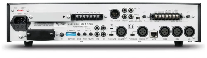 FBT Integrated mixing amplifier - 240Wrms - Output for selected zones - 230V/115V